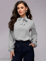 Casual Polyester Blend Round Neck Long Sleeves Animal Printed Black Stylish Top (