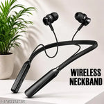 Black Bluetooth Neckband, Bluetooth Earphones, Fast Charging HD Quality Sound, neckband wireless headphone earbuds, Bluetooth Headphones with Long Hours of Playtime & Compatible for all Smartphones - Black