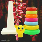 7 Ring Colorful Teddy Rings with Smiley Stacking Play Set Toy for Kids (Multicolor)