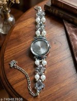 Flower Pattern Analogue Women's or Girls Watch (Rose Gold White)