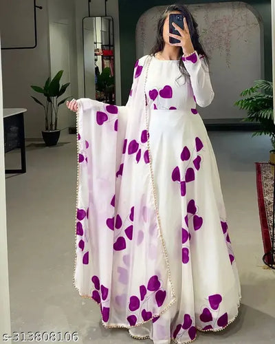 women stylish fancy modern designer anarkali gown with dupatta