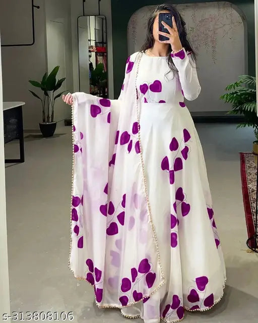 women stylish fancy modern designer anarkali gown with dupatta