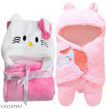 BRANDONN Baby Bath Towel Newborn Hooded Soft Wrapper Cum baby Towel For baby Boys And Baby Girls Pack of 3