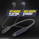 Ubon CL-410 in-Ear Wireless Neckband | Playtime 45 Hours,| 450 Hour Standby Time, Quick Charge | Magnetic Earbuds | Tangle Free Brided Cable, Bluetooth Headset with Mic for Phone Calls Music (Blue)
