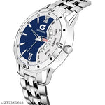 Dutchman Day & Date Function Watch With Blue & White Dial, Stainless Steel Chain Strap Analog Watch - For Men