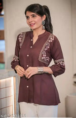 BLUEPRINTED COTTON TOPS FOR GIRLS