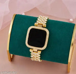 Digital Watch Combo - For Women Luxury LED Touch Screen CZ Stone Bracelet Watch Eleegant Timepiece
