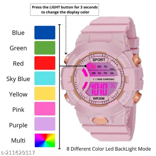 MADHAVWATCH  Silicon Pink Digital Watch for Boys & Girls