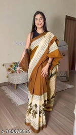 JAIPURI PRINT Women's Ikat Hand Block Print Pure 100% Cotton Mulmul Saree With Blouse