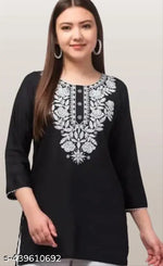 Rayon Top With White color of Embroidery