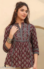 BLUEPRINTED COTTON TOPS FOR GIRLS