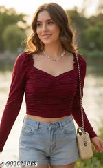 Polyester Crop Top For Women Korean Top For Women Fashion Top Party Trendy Top Under 299