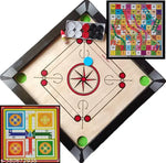 CARROM BOARD 20*20 INCHES , LUDO & SNAKE , CARROM COINS 20 PCS. , POWDER & STRICKER A40