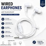 T&D Wired Earphones with Mic and Full Metal Body for Extra Bass & HD Sound with Passive Noise Cancellation White