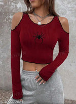 Letest women cold shoulder long sleeve top for girls