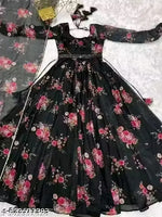 women stylish fancy modern designer anarkali gown with dupatta