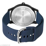 Blue Dial Analog Watch for Men – Stylish Silicone Strap, Quartz Movement, Waterproof & Scratch-Resistant | Sleek, Professional Look for Office, School & Casual Wear | Premium Branded Watch Under 300