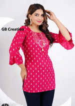 Rayon Top With White color of Embroidery