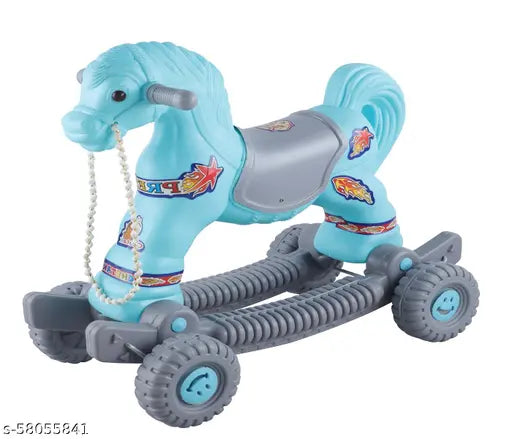kiddykin Musical 2 in 1 Horse Rocker Cum Rider-Kids Ride On Push Car with Parent Control Toy Toddler Baby Toy 1-4 Years Old Indoors and Outdoors Kids Suitable for Boys & Girls (Blue)