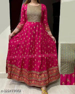 Women's Trending Embroidered Bandhej Anarkali Kurti