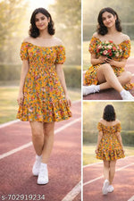 Dresses for girls-, Sleeveless, Scoop Neck, Swing Dress, Polka Dot Floral Print, White
