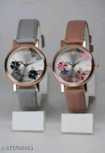 Best Quality Festive Season Flower Designer Round Dial Attractive Leather Belt women watches combo pack of 2 combo wathces for women stylish girl watches combo pack of 2 analog watches wrist watches combo watches