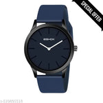 Blue Dial Analog Watch for Men – Stylish Silicone Strap, Quartz Movement, Waterproof & Scratch-Resistant | Sleek, Professional Look for Office, School & Casual Wear | Premium Branded Watch Under 300