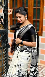 Dola Silk Saree With Jacquard Gap Bodar Kalamkari Print