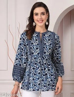 BLUEPRINTED COTTON TOPS FOR GIRLS