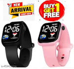 Fashion Kids Digital Date and Time Black Dial LED Watch for Stylish Kids Unisex Birthday Gift Digital Children Watch for Boys & Girls | Pack of 2