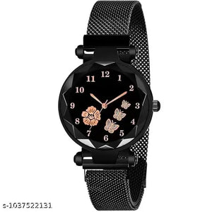 Women's Black Strap Butterfly desigen megnet Watch