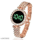 SHMOFY LUXRY DIAMOND CRYSTAL, SILVER CHAIN DIGITAL DIAL STAINLESS STEEL Digital Watch For Women