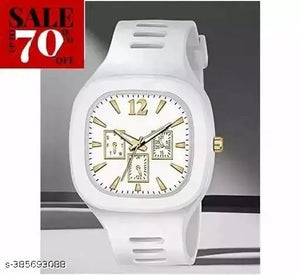 Square White Dial Analog Silicon Strap Stylish Designer Analog Watch For Men under 75