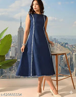 Woman denim Dress/Calf Length Denim dress/Maxi Length Denim Dress/Denim Middi