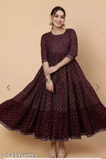 Gold Print Anarkali Kurti (3009)