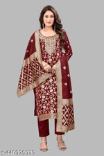 Trendy Jacquard Silk Suit Dress Material For Women