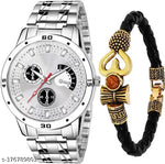 New Premium Branded Super Quality Silver Strap  Metal Steel Belt Analog Watch For Men