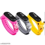 GOODLIKE Kitty Cat. Character Multicolored Glowing Light and Musical Digital Girl's Wrist Watch | Unique Cute Cartoon Character on Strap | Soft Silicone. Strap | Suitable for Age 3-12 Year Kids