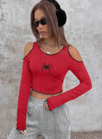 Letest women cold shoulder long sleeve top for girls