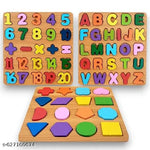 Set of 4 Wooden Knobbed Puzzle Include Wild Animal, Fruits, Transport, Vegetables - Wooden puzzle toys | Best Birthday Gift for Kids Ages 3 to 8 (Size 23x30 CM) Multicolor