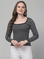 Casual Polyester Blend Round Neck Long Sleeves Animal Printed Black Stylish Top (