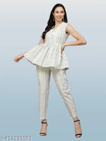 Women's Full Embroidery Co-ord Set of Top and Bottom