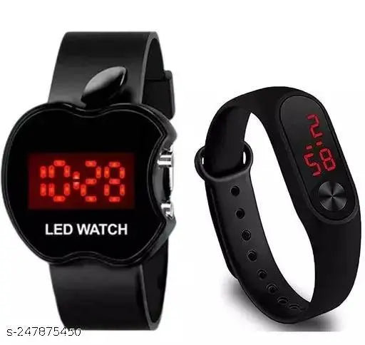 Fashion Kids Digital Date and Time Black Dial LED Watch for Stylish Kids Unisex Birthday Gift Digital Children Watch for Boys & Girls | Pack of 2