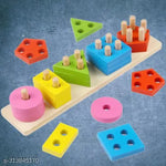 Wooden Learning Clock for Kids, Educational Time Teaching Toy, Shape Color Sorting Number Blocks, Montessori Early Learning