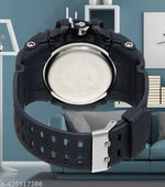 Men's Black Multifunction Sports Watch with Analog Digital Display