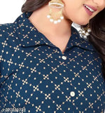 Rayon Kurti For Women Gold Foil Print