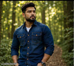 Denim Washed Single pocket shirt for men