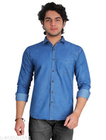 Denim Washed Single pocket shirt for men