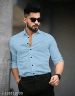 Mens wear trendy look solid readymade long sleeves shirts