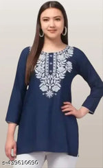 Rayon Top With White color of Embroidery